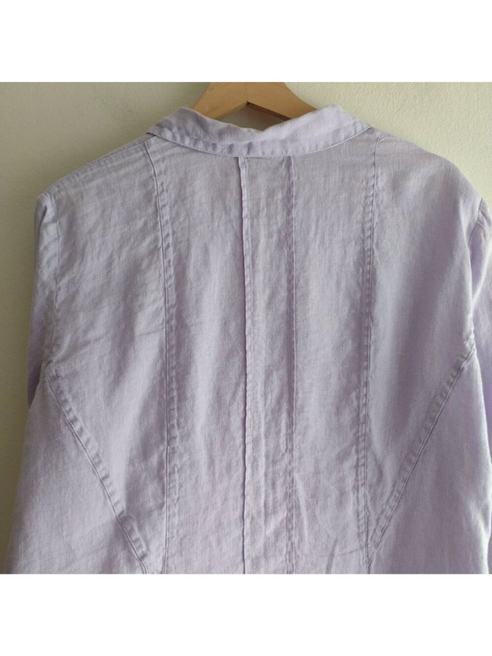 J Jill Lavender Linen Shirt L Summer Breathable Coastal Classic Button Front Top - Picture 6 of 9